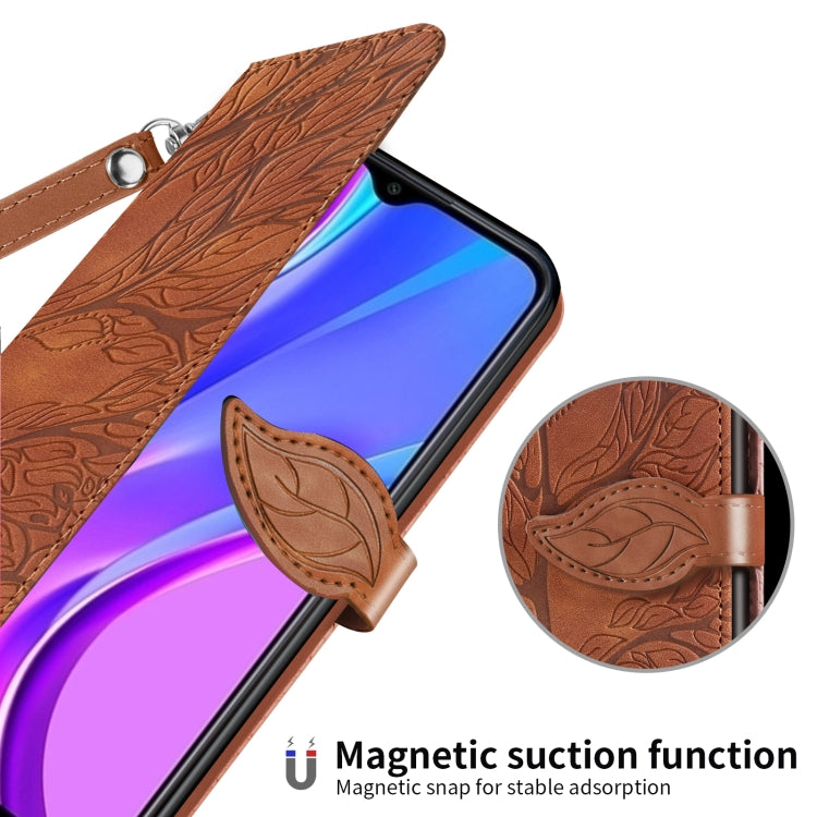 For Xiaomi Redmi 9C Life of Tree Embossing Pattern Horizontal Flip Leather Case with Holder & Card Slot & Wallet & Photo Frame & Lanyard(Brown) - Xiaomi Cases by buy2fix | Online Shopping UK | buy2fix