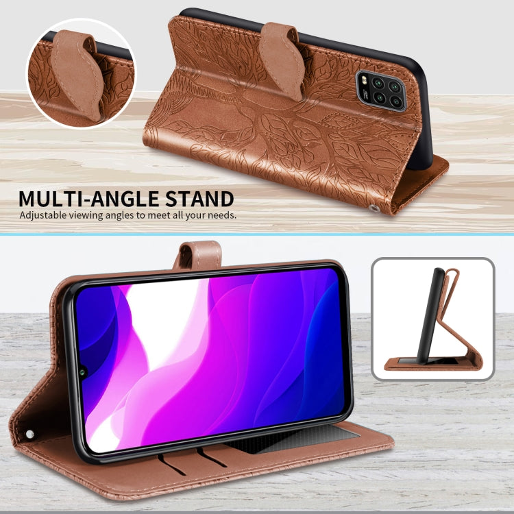 For Xiaomi Mi 10 Lite 5G Life of Tree Embossing Pattern Horizontal Flip Leather Case with Holder & Card Slot & Wallet & Photo Frame & Lanyard(Brown) - Xiaomi Cases by buy2fix | Online Shopping UK | buy2fix