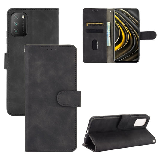 For Xiaomi Poco M3 Solid Color Skin Feel Magnetic Buckle Horizontal Flip Calf Texture PU Leather Case with Holder & Card Slots & Wallet(Black) - Xiaomi Cases by buy2fix | Online Shopping UK | buy2fix