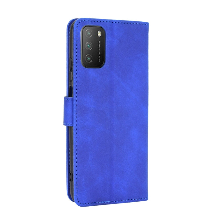 For Xiaomi Poco M3 Solid Color Skin Feel Magnetic Buckle Horizontal Flip Calf Texture PU Leather Case with Holder & Card Slots & Wallet(Blue) - Xiaomi Cases by buy2fix | Online Shopping UK | buy2fix