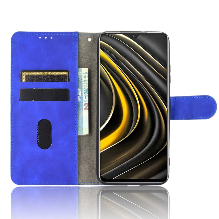 For Xiaomi Poco M3 Solid Color Skin Feel Magnetic Buckle Horizontal Flip Calf Texture PU Leather Case with Holder & Card Slots & Wallet(Blue) - Xiaomi Cases by buy2fix | Online Shopping UK | buy2fix