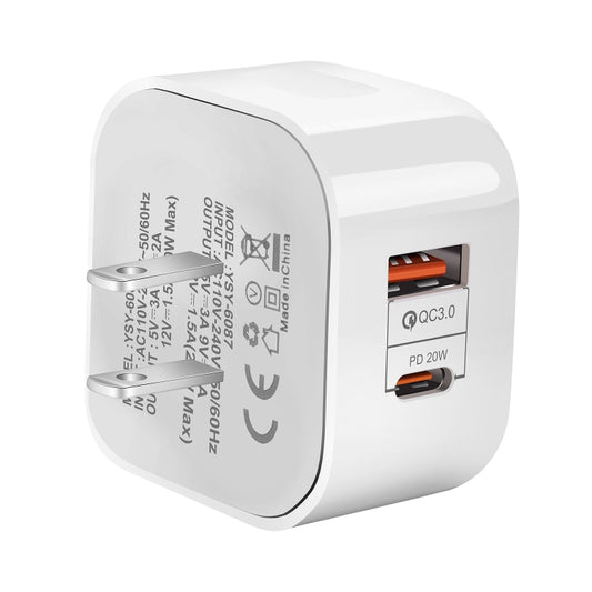 YSY-6087 20W PD + QC 3.0 Dual Ports Travel Charger Power Adapter, US Plug - USB Charger by buy2fix | Online Shopping UK | buy2fix