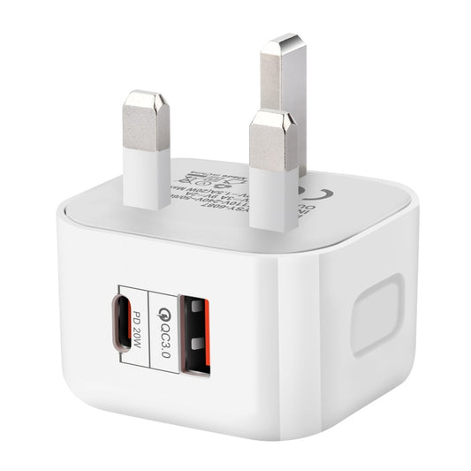 YSY-6087 20W PD + QC 3.0 Dual Ports Travel Charger Power Adapter, UK Plug - USB Charger by buy2fix | Online Shopping UK | buy2fix