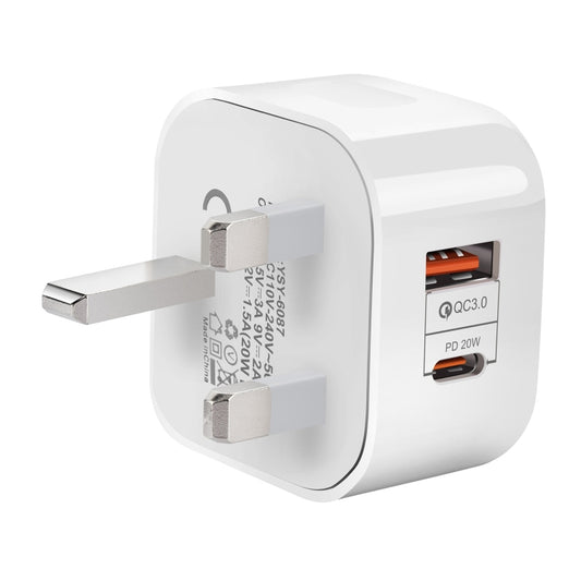 YSY-6087 20W PD + QC 3.0 Dual Ports Travel Charger Power Adapter, UK Plug - USB Charger by buy2fix | Online Shopping UK | buy2fix