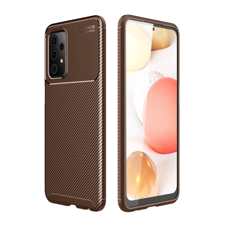 For Samsung Galaxy A72 5G / 4G Carbon Fiber Texture Shockproof TPU Case(Brown) by buy2fix