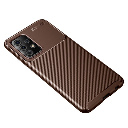 For Samsung Galaxy A72 5G / 4G Carbon Fiber Texture Shockproof TPU Case(Brown) by buy2fix