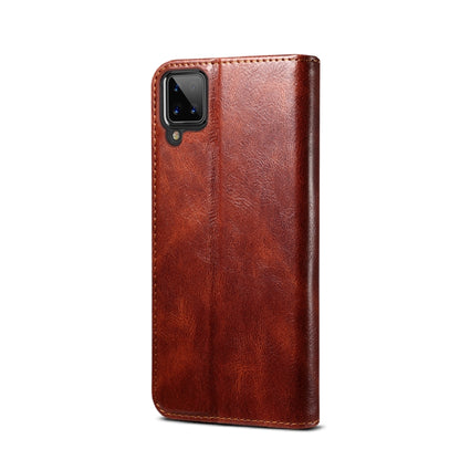 For Samsung Galaxy A12 5G Simple Wax Crazy Horse Texture Horizontal Flip Leather Case with Card Slots & Wallet(Brown) - Galaxy Phone Cases by buy2fix | Online Shopping UK | buy2fix