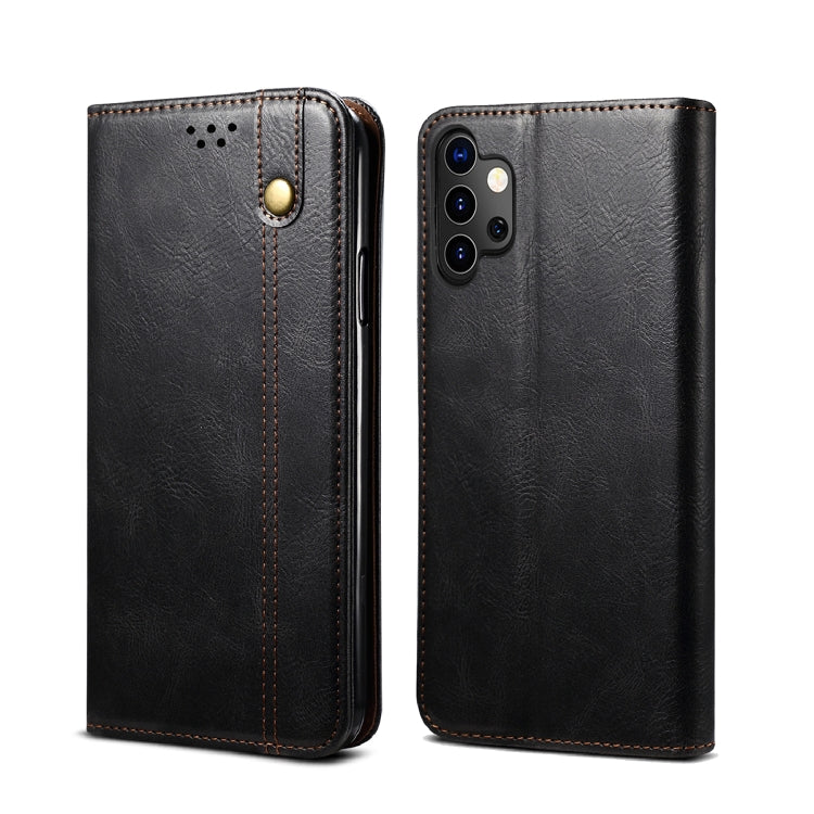 For Samsung Galaxy A32 5G Simple Wax Crazy Horse Texture Horizontal Flip Leather Case with Card Slots & Wallet(Black) by buy2fix