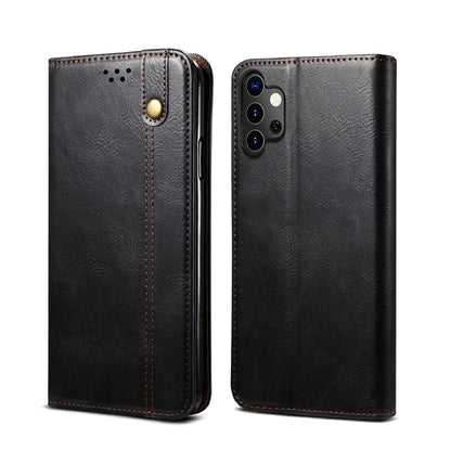 For Samsung Galaxy A32 5G Simple Wax Crazy Horse Texture Horizontal Flip Leather Case with Card Slots & Wallet(Black) by buy2fix