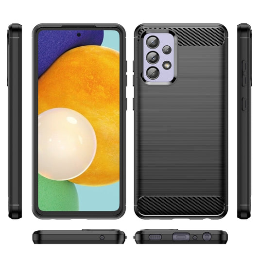 For Samsung Galaxy A52 5G / 4G Brushed Texture Carbon Fiber TPU Case(Black) by buy2fix