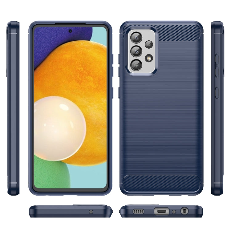 For Samsung Galaxy A52 5G / 4G Brushed Texture Carbon Fiber TPU Case(Blue) by buy2fix