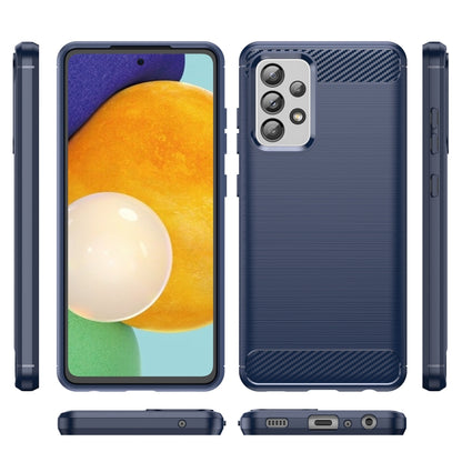 For Samsung Galaxy A52 5G / 4G Brushed Texture Carbon Fiber TPU Case(Blue) by buy2fix