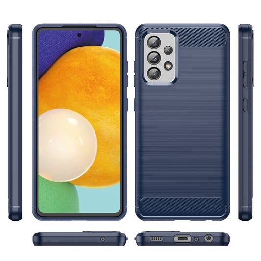 For Samsung Galaxy A52 5G / 4G Brushed Texture Carbon Fiber TPU Case(Blue) by buy2fix