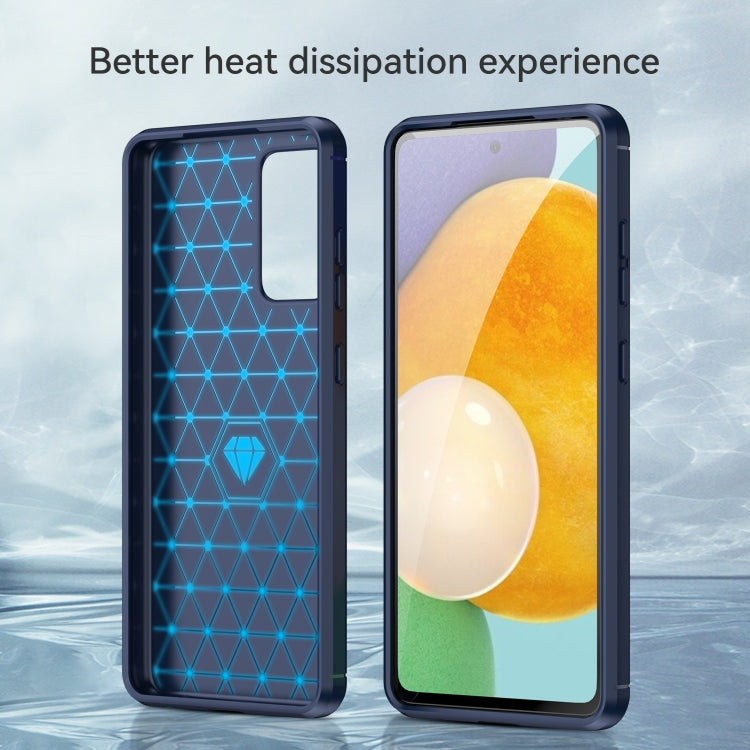 For Samsung Galaxy A52 5G / 4G Brushed Texture Carbon Fiber TPU Case(Blue) by buy2fix
