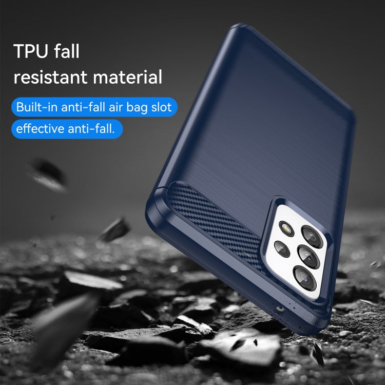 For Samsung Galaxy A52 5G / 4G Brushed Texture Carbon Fiber TPU Case(Blue) by buy2fix