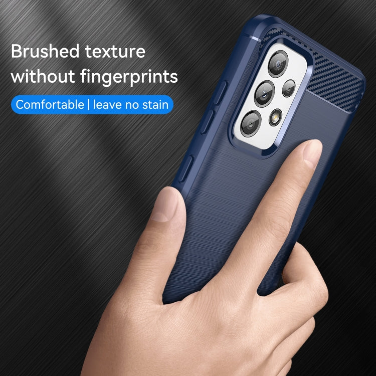 For Samsung Galaxy A52 5G / 4G Brushed Texture Carbon Fiber TPU Case(Blue) by buy2fix