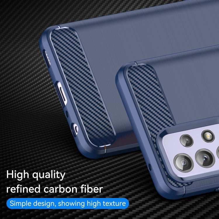 For Samsung Galaxy A52 5G / 4G Brushed Texture Carbon Fiber TPU Case(Blue) by buy2fix