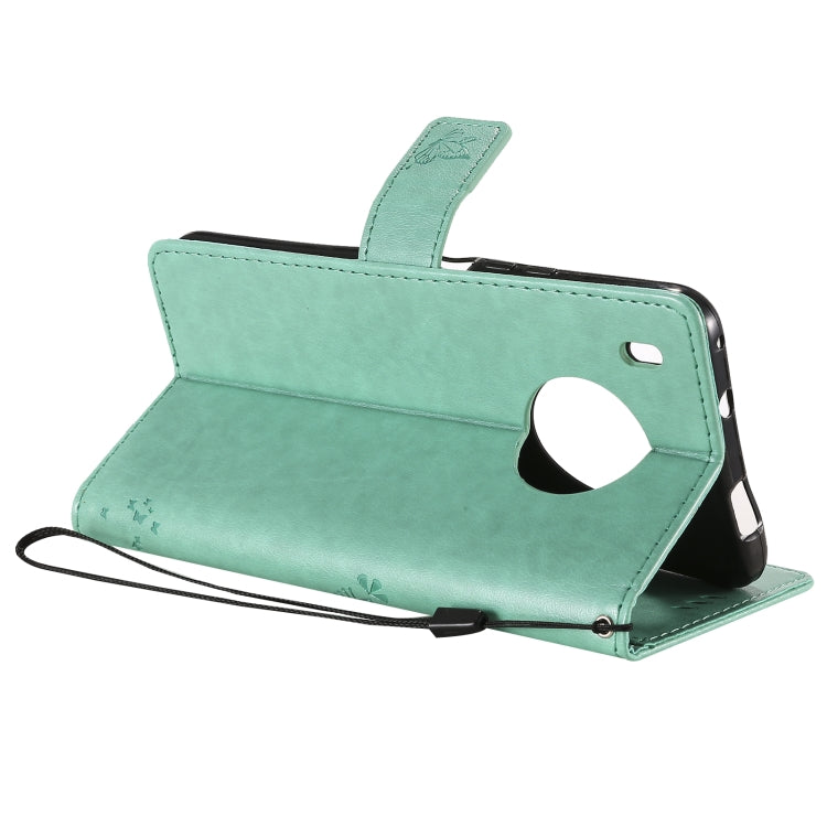 For Huawei Y9a Tree & Cat Pattern Pressed Printing Horizontal Flip PU Leather Case with Holder & Card Slots & Wallet & Lanyard(Green) - Huawei Cases by buy2fix | Online Shopping UK | buy2fix