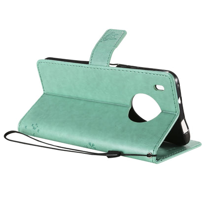For Huawei Y9a Tree & Cat Pattern Pressed Printing Horizontal Flip PU Leather Case with Holder & Card Slots & Wallet & Lanyard(Green) - Huawei Cases by buy2fix | Online Shopping UK | buy2fix