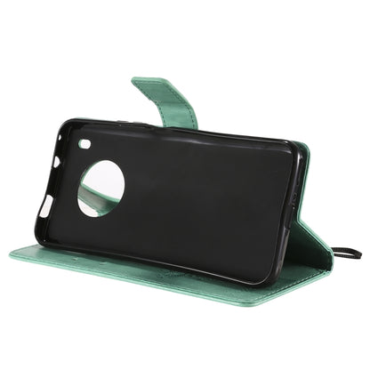 For Huawei Y9a Tree & Cat Pattern Pressed Printing Horizontal Flip PU Leather Case with Holder & Card Slots & Wallet & Lanyard(Green) - Huawei Cases by buy2fix | Online Shopping UK | buy2fix