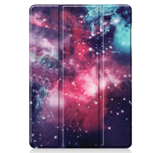 For iPad 10.2 2021 / 2020 / 2019 TPU Colored Drawing Horizontal Flip Leather Case with Three-folding Holder & Sleep / Wake-up Function(Silver Nebula) by buy2fix