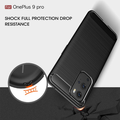 For OnePlus 9 Pro Brushed Texture Carbon Fiber TPU Case(Black) - OnePlus Cases by buy2fix | Online Shopping UK | buy2fix