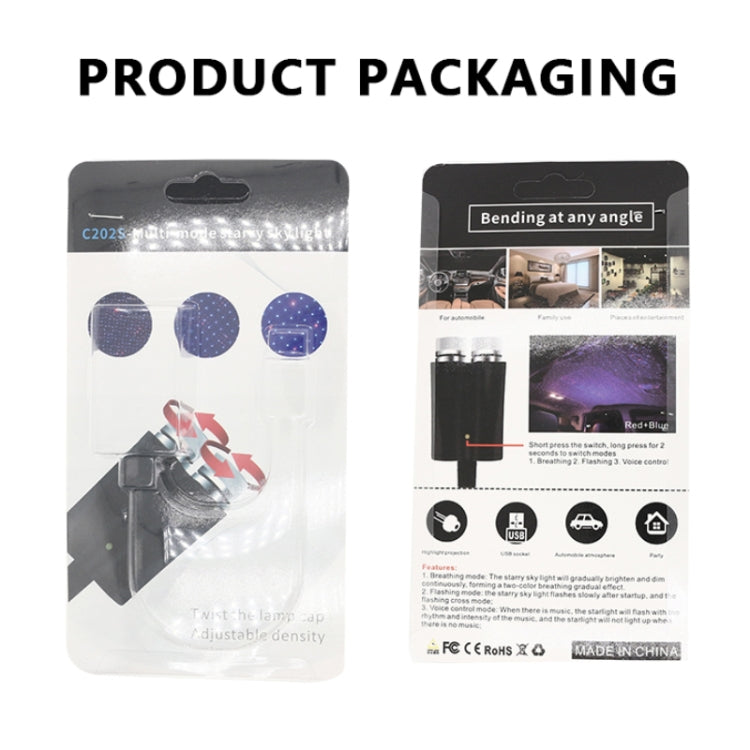 Car Two-color USB Star Dome Light Atmosphere Laser Projection Decorative Light, Voice Control Version(Red Green) by buy2fix