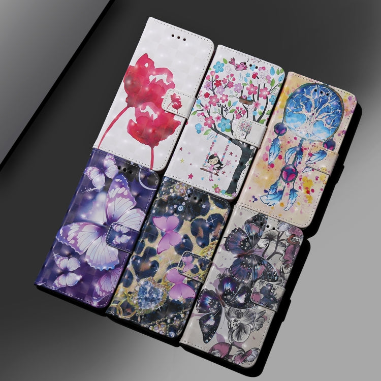 For iPhone 12 / 12 Pro 3D Painting Horizontal Flip Leather Case with Holder & Card Slot & Lanyard(Purple Butterflies) - iPhone 12 / 12 Pro Cases by buy2fix | Online Shopping UK | buy2fix