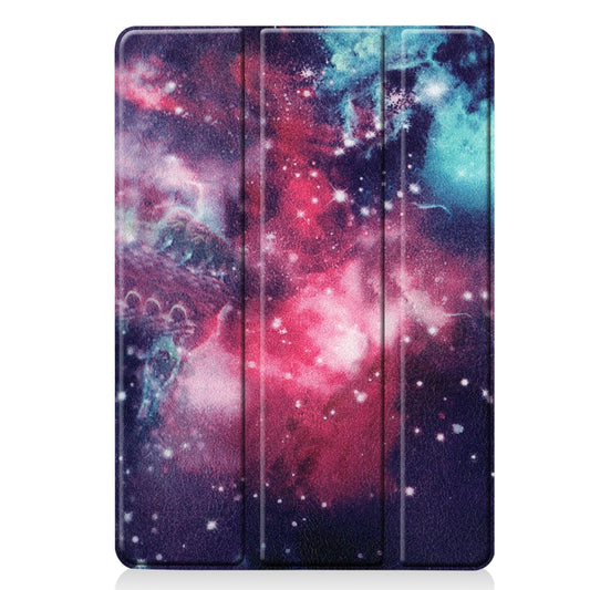 For iPad 10.2 2021 / 2020 / 2019 Colored Drawing Horizontal Flip Leather Case with Three-folding Holder & Sleep / Wake-up Function(Silver Nebula) by buy2fix