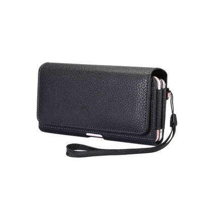 Litchi Texture Vertical Flip Thwartwise PU Leather Case / Waist Bag with Back Splint & Card Slots & 15cm Lanyard for 6.7 inch Phone Universal - Universal Leather Case by buy2fix | Online Shopping UK | buy2fix
