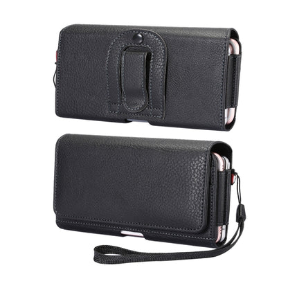 Litchi Texture Vertical Flip Thwartwise PU Leather Case / Waist Bag with Back Splint & Card Slots & 15cm Lanyard for 6.7 inch Phone Universal - Universal Leather Case by buy2fix | Online Shopping UK | buy2fix
