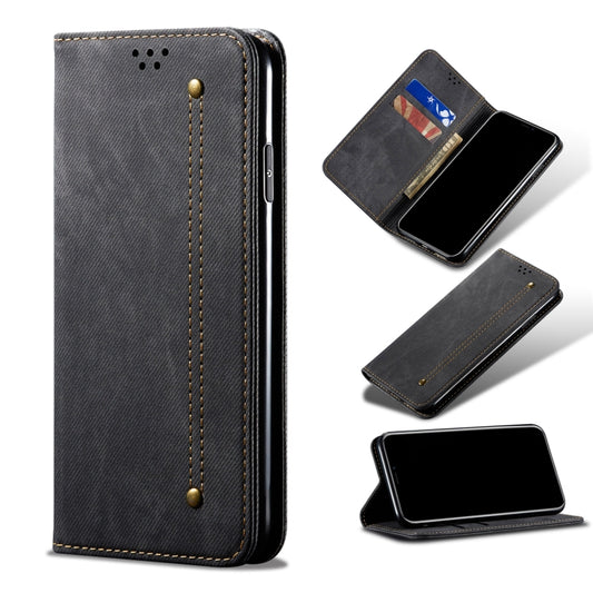 For Samsung Galaxy A12 5G Denim Texture Casual Style Horizontal Flip Leather Case with Holder & Card Slots & Wallet(Black) by buy2fix