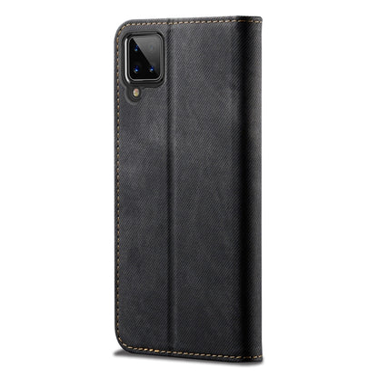 For Samsung Galaxy A12 5G Denim Texture Casual Style Horizontal Flip Leather Case with Holder & Card Slots & Wallet(Black) by buy2fix