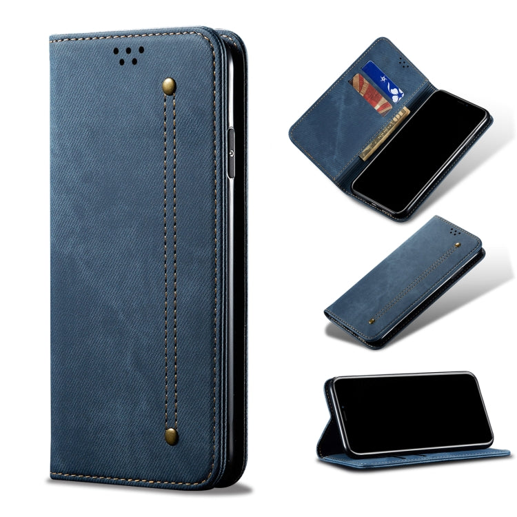For Samsung Galaxy A12 5G Denim Texture Casual Style Horizontal Flip Leather Case with Holder & Card Slots & Wallet(Blue) by buy2fix