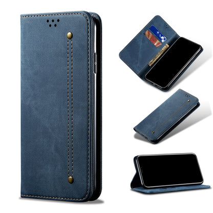 For Samsung Galaxy A12 5G Denim Texture Casual Style Horizontal Flip Leather Case with Holder & Card Slots & Wallet(Blue) by buy2fix