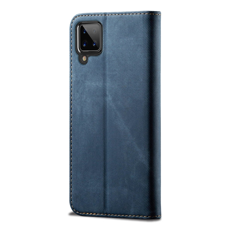 For Samsung Galaxy A12 5G Denim Texture Casual Style Horizontal Flip Leather Case with Holder & Card Slots & Wallet(Blue) by buy2fix