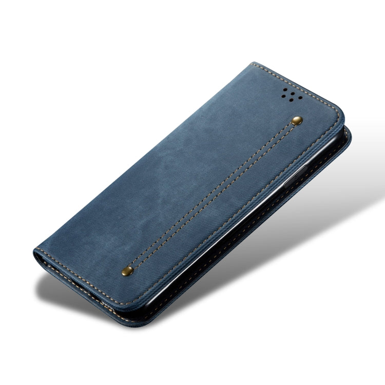 For Samsung Galaxy A12 5G Denim Texture Casual Style Horizontal Flip Leather Case with Holder & Card Slots & Wallet(Blue) by buy2fix