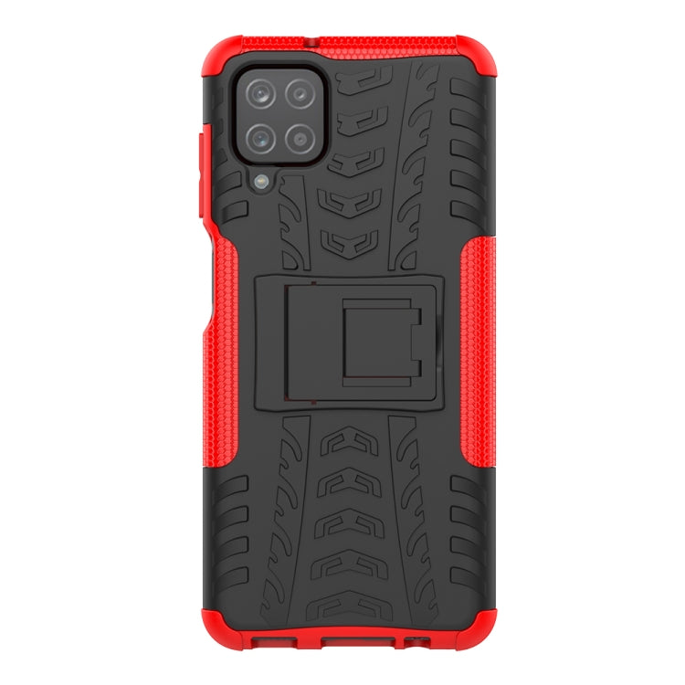 For Samsung Galaxy A12 5G Tire Texture Shockproof TPU+PC Protective Case with Holder(Red) by buy2fix