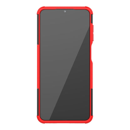 For Samsung Galaxy A12 5G Tire Texture Shockproof TPU+PC Protective Case with Holder(Red) by buy2fix