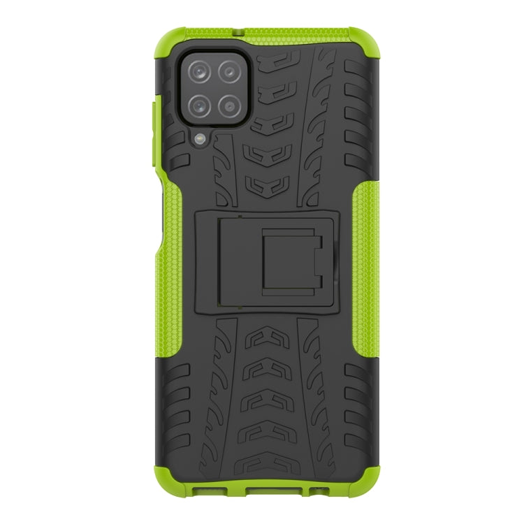 For Samsung Galaxy A12 5G Tire Texture Shockproof TPU+PC Protective Case with Holder(Green) by buy2fix