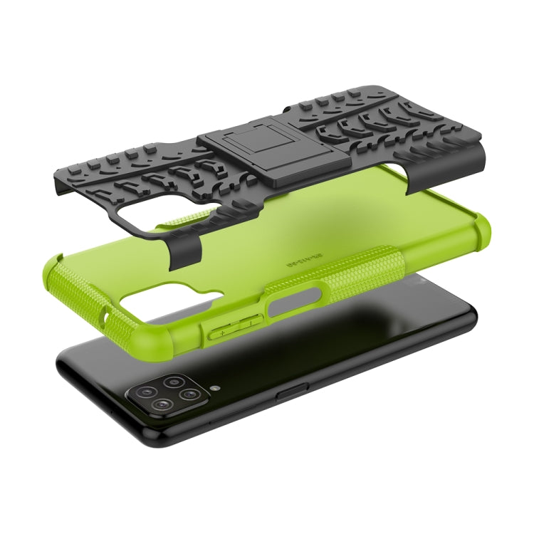 For Samsung Galaxy A12 5G Tire Texture Shockproof TPU+PC Protective Case with Holder(Green) by buy2fix
