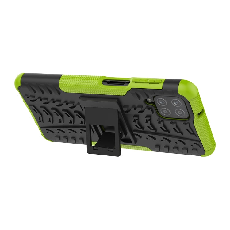 For Samsung Galaxy A12 5G Tire Texture Shockproof TPU+PC Protective Case with Holder(Green) by buy2fix