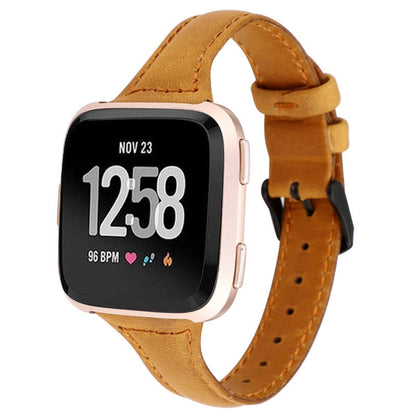 For Fitbit Versa Crazy Horse Texture Genuine Leather  Watch Band(Light Brown) - Watch Bands by buy2fix | Online Shopping UK | buy2fix