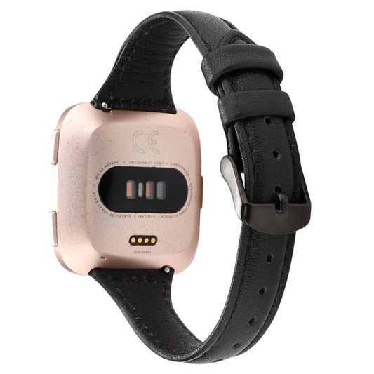 For Fitbit Versa Crazy Horse Texture Genuine Leather Watch Band(Black) - Watch Bands by buy2fix | Online Shopping UK | buy2fix