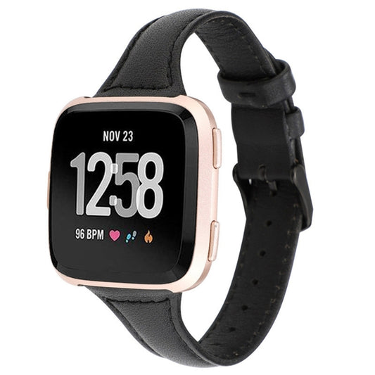 For Fitbit Versa Crazy Horse Texture Genuine Leather Watch Band(Black) - Watch Bands by buy2fix | Online Shopping UK | buy2fix