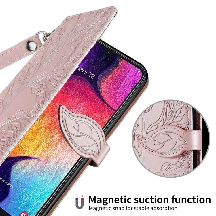 For Samsung Galaxy A20e Life of Tree Embossing Pattern Horizontal Flip Leather Case with Holder & Card Slot & Wallet & Photo Frame & Lanyard(Rose Gold) by buy2fix
