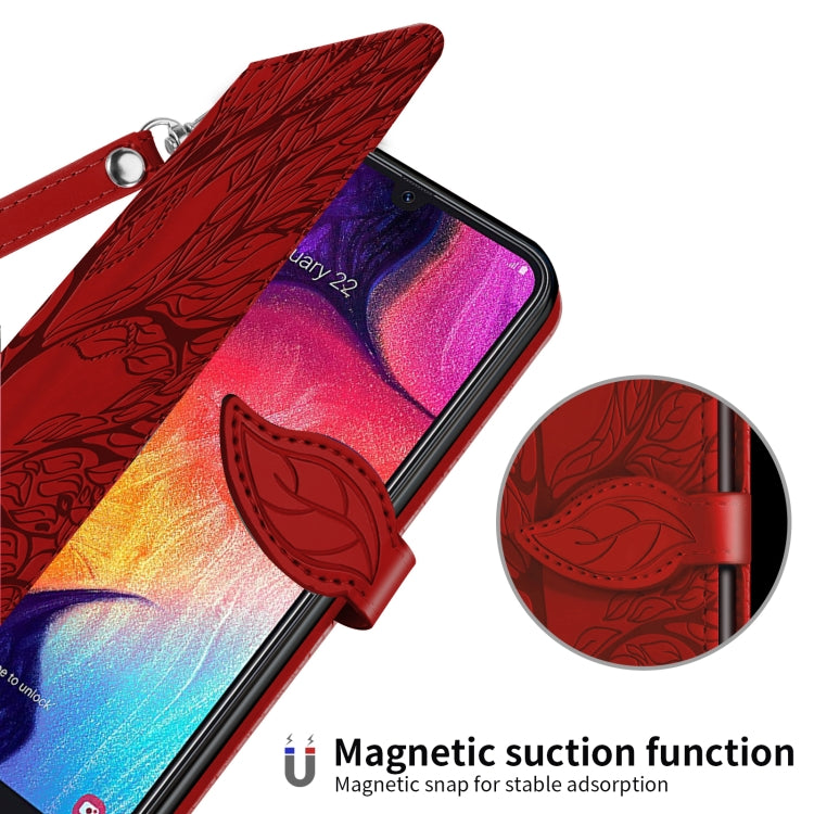 For Samsung Galaxy A20e Life of Tree Embossing Pattern Horizontal Flip Leather Case with Holder & Card Slot & Wallet & Photo Frame & Lanyard(Red) by buy2fix