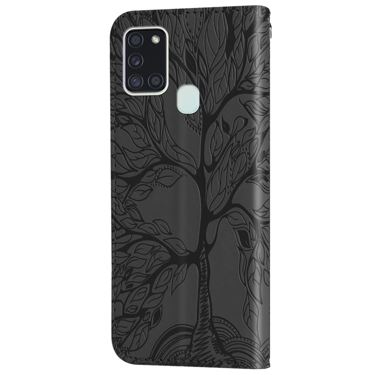 For Samsung Galaxy A21s Life of Tree Embossing Pattern Horizontal Flip Leather Case with Holder & Card Slot & Wallet & Photo Frame & Lanyard(Black) by buy2fix