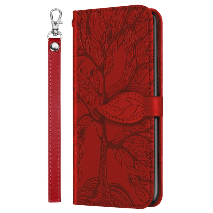 For Samsung Galaxy A50 Life of Tree Embossing Pattern Horizontal Flip Leather Case with Holder & Card Slot & Wallet & Photo Frame & Lanyard(Red) by buy2fix