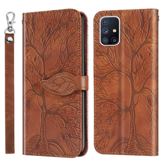 For Samsung Galaxy A71 Life of Tree Embossing Pattern Horizontal Flip Leather Case with Holder & Card Slot & Wallet & Photo Frame & Lanyard(Brown) by buy2fix
